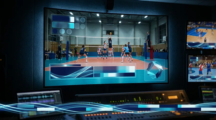 Automated broadcast graphics and sponsor advertising on a live volleyball stream